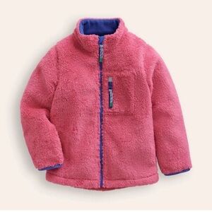 Mini Boden Pink Fleece Jacket blue trim size 8-9